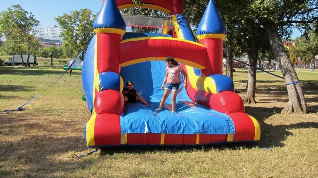 Inflatable Castle Donated by Vehicle Safety Lawyer Todd Tracy for Medano Elementary School Carnival in Dallas