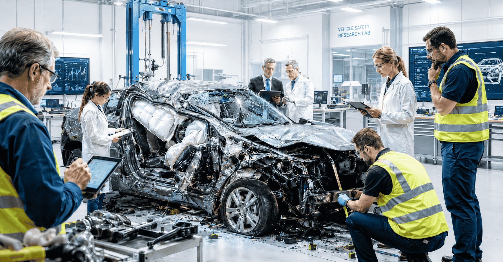 The Tracy Law Firm Crash Lab in Dallas conducting forensic crashworthiness investigation