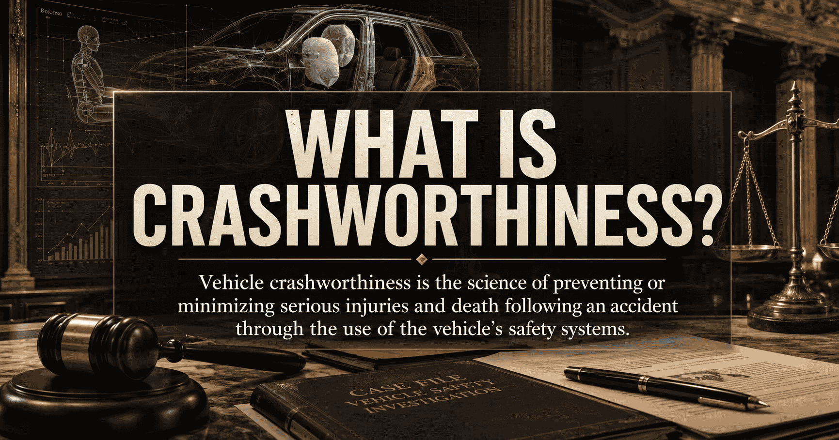 Diagram explaining vehicle crashworthiness and how it protects occupants during collisions